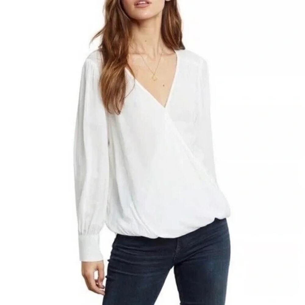 RAILS Hillary Faux-wrap Top In Ivory Snake Jacquard Size Small V-Neck